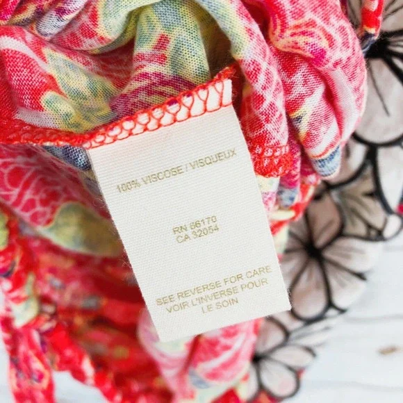 Free People Top Size S Floral Racerback Sleeveless Scoop Side Ties Coral Pink - Picture 8 of 8